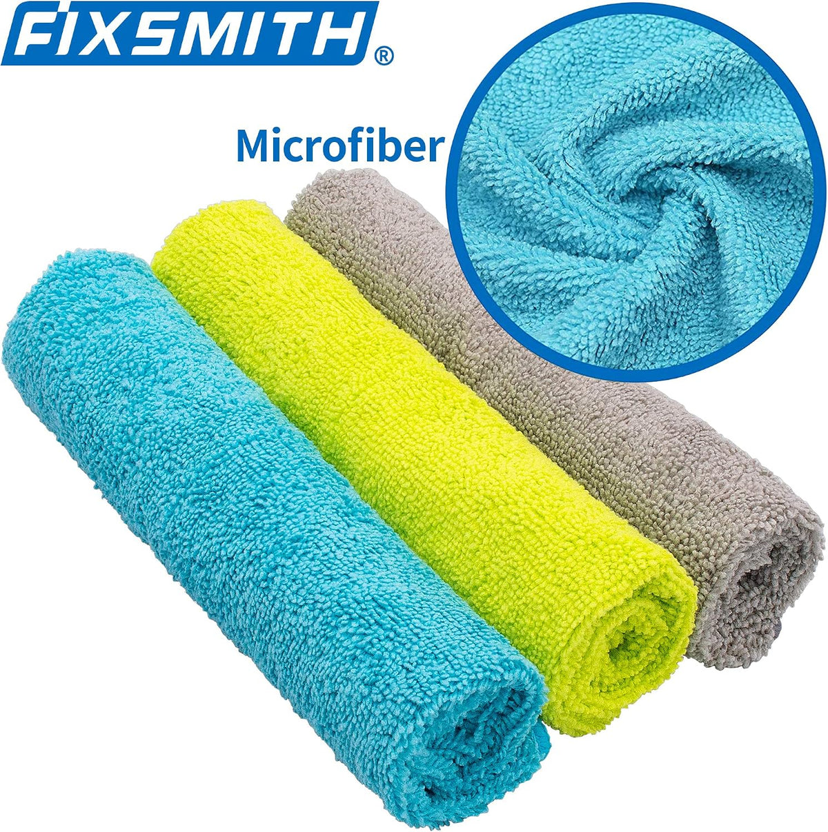 FIXSMITH Microfiber Cleaning Cloth - Pack of 8, Size: 12 x 16 in, Multi-Functional Cleaning Towels, Highly Absorbent Cleaning Rags, Lint-Free, Streak-Free Cleaning Cloths for Car Kitchen Home