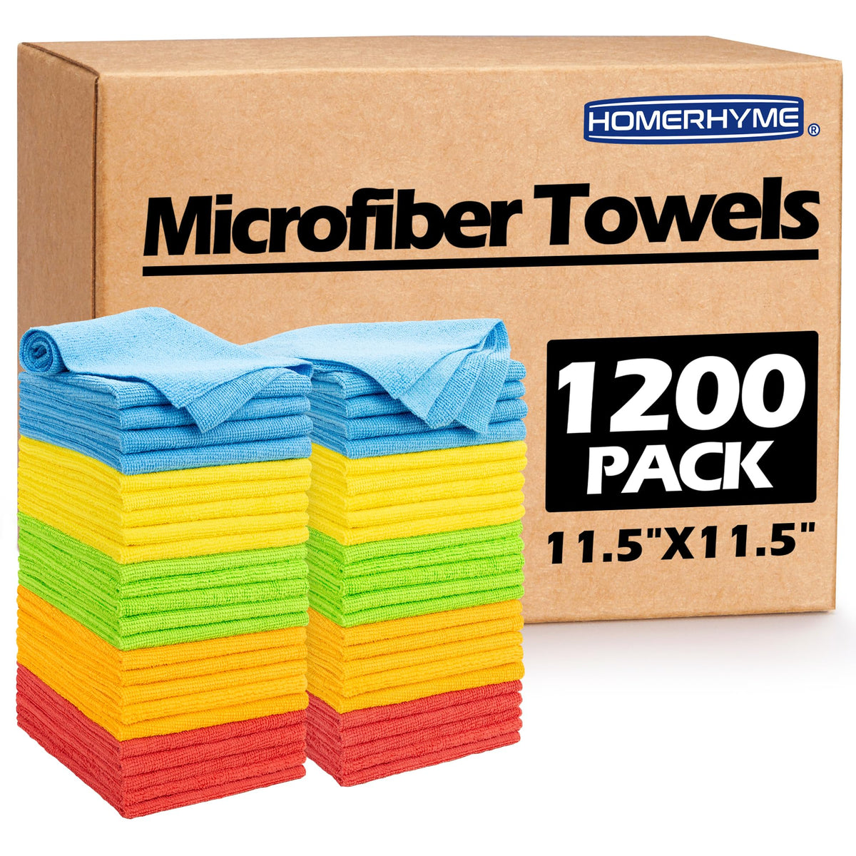 Microfiber Cleaning Cloth, 100 Pack Cleaning Rags Microfiber Towel Bulk Absorbent Lint-Free Wash Cloths, All-Purpose Shop Towels for Cars, Automotive, Garage, Home & Kitchen 11.5"*11.5"