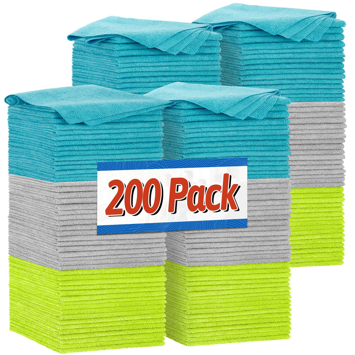 FIXSMITH Microfiber Cleaning Cloth, 100 Pack Shop Towels, Micro Fiber Cloth for Cleaning Car, All-Purpose Absorbent Cleaning Rags for Housekeeping, Dust Cloth for Office, Car Wash Towels, 12inx12in