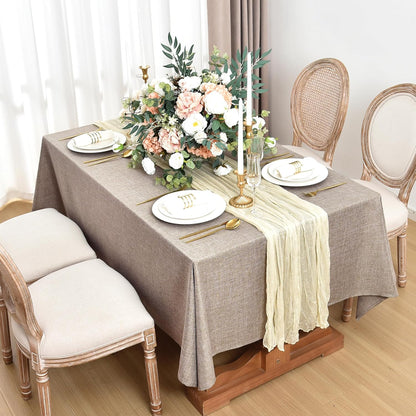 Fitable 2 Pack Linen Textured Rectangle Tablecloths, 52 x 70 Inch, Nature
