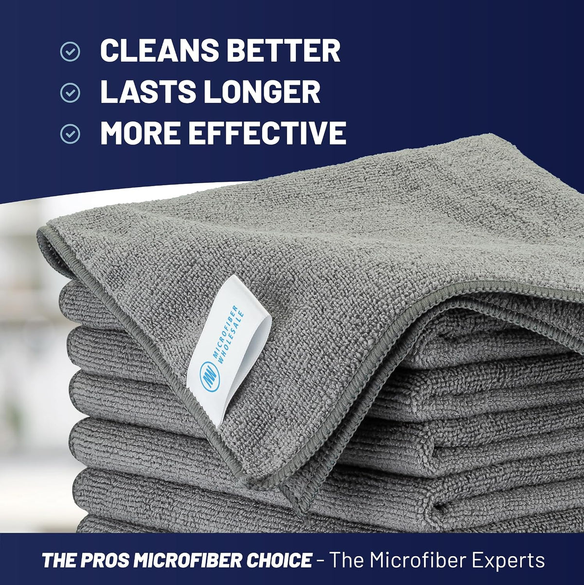 MW PRO Premium Microfiber Cleaning Cloths (12 Pack, 12x12, Grey) - Streak Free Stainless Steel & Glass Towels - Ultra Soft Cleaning Cloths for Screens, Granite & Modern Home - Washable & Reusable