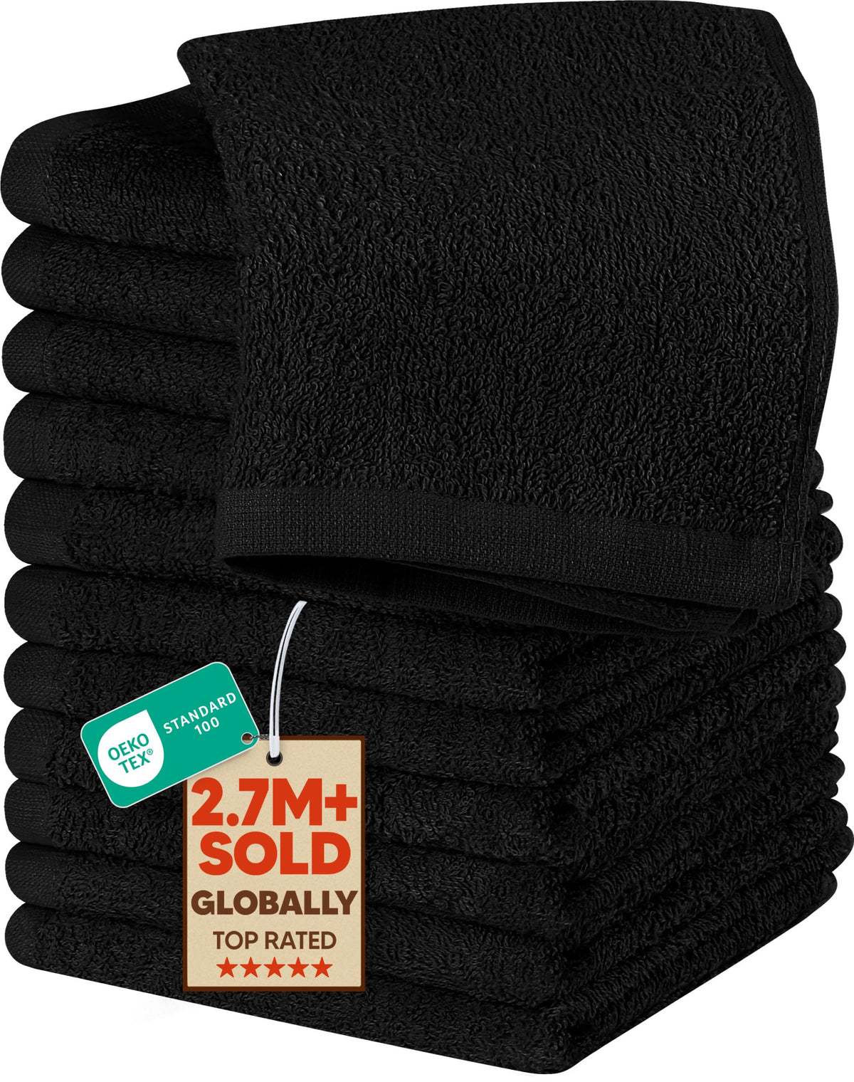 Utopia Towels 24 Pack Washcloths, 12x12 In, 100% Cotton, White