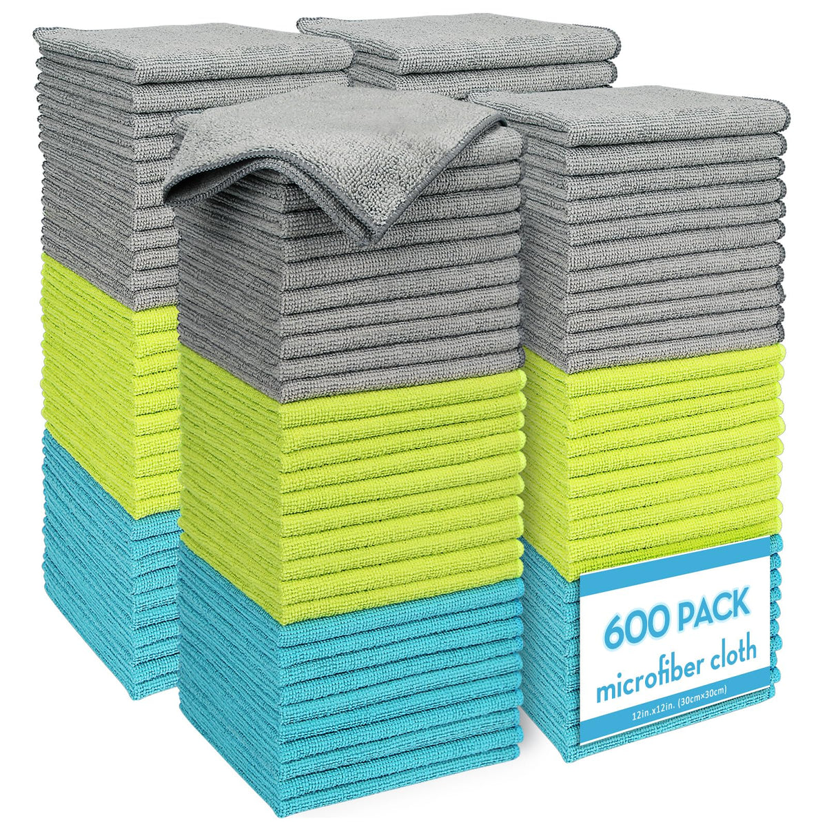 AIDEA White Microfiber Cleaning Cloth-12PK, Cleaning Rags 12"x 12" Reusable