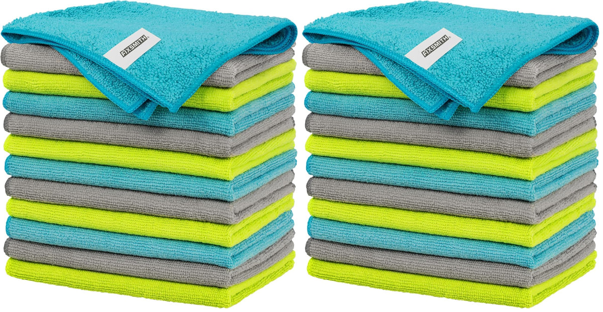 FIXSMITH Microfiber Cleaning Cloth - Pack of 8, Size: 12 x 16 in, Multi-Functional Cleaning Towels, Highly Absorbent Cleaning Rags, Lint-Free, Streak-Free Cleaning Cloths for Car Kitchen Home
