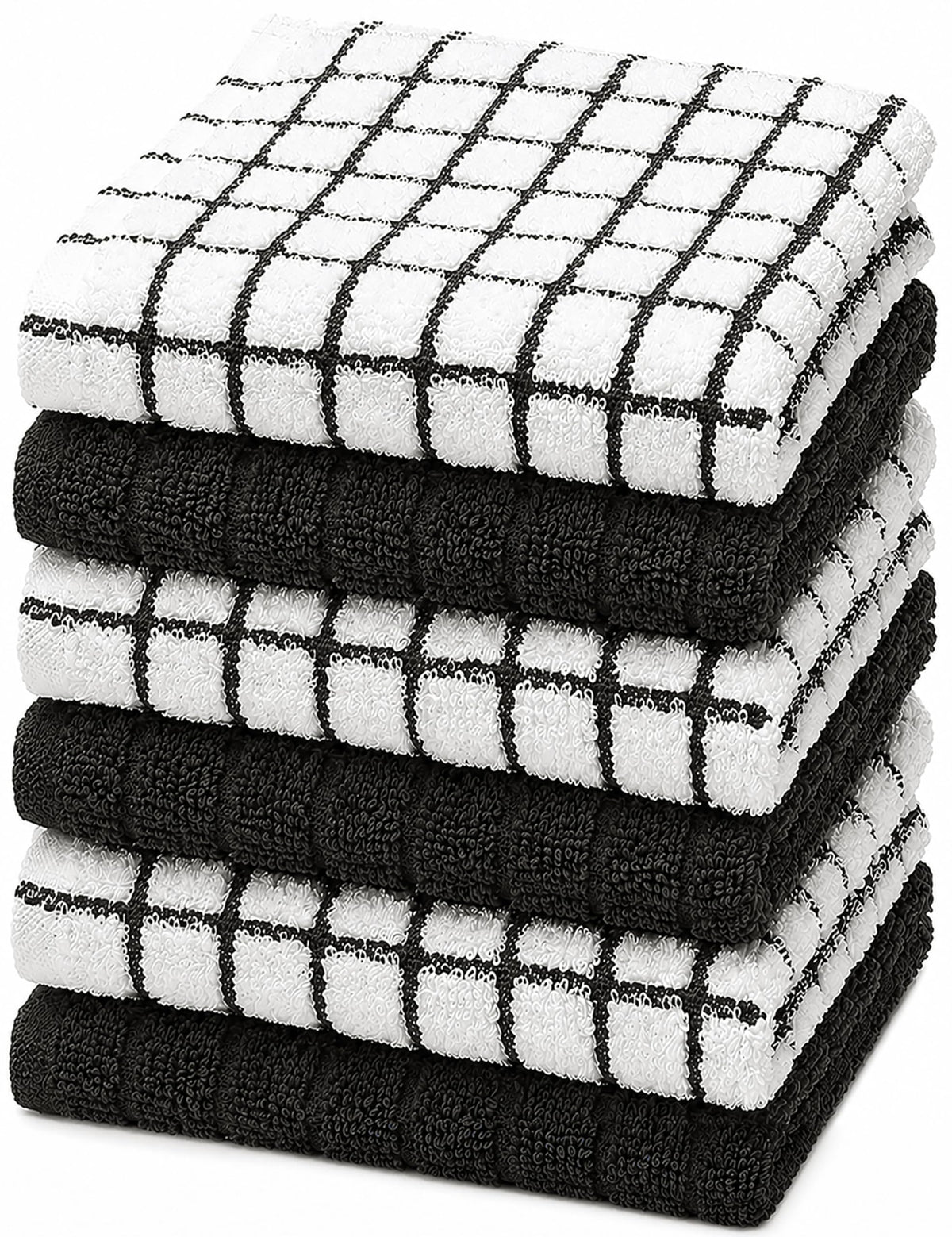 Bumble Dish Cloths (8-Pack), 100% Cotton Kitchen Towels, 12"x12" - Gray