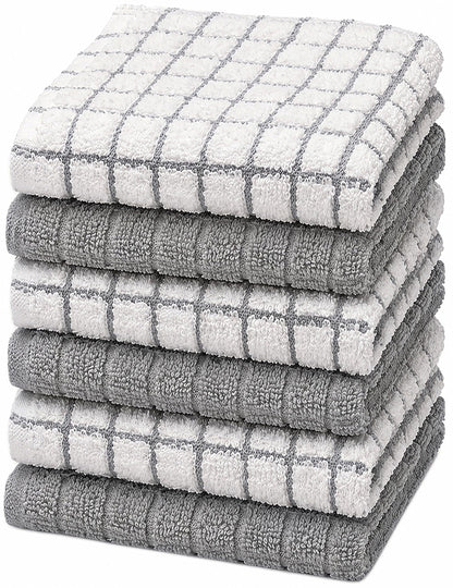 Bumble Dish Cloths (8-Pack), 100% Cotton Kitchen Towels, 12"x12" - Gray
