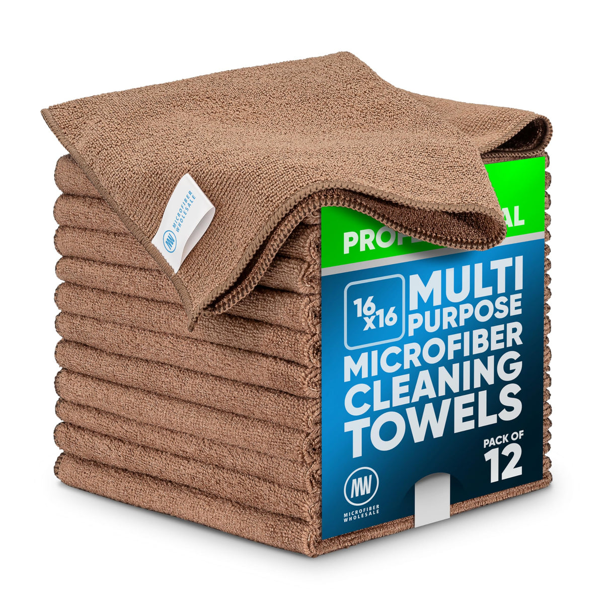 MW Pro Microfiber Cleaning Cloth | Blue | 12 Pack | 16” x 16” | All Purpose Microfiber Towels - Clean, Dust, Polish, Scrub, Absorbent