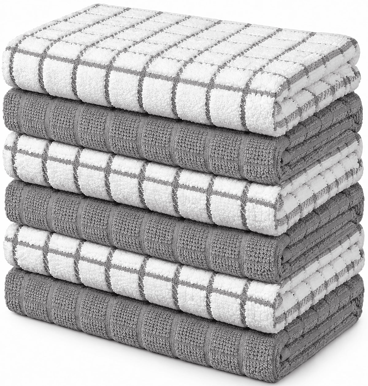 Bumble Dish Cloths (8-Pack), 100% Cotton Kitchen Towels, 12"x12" - Gray