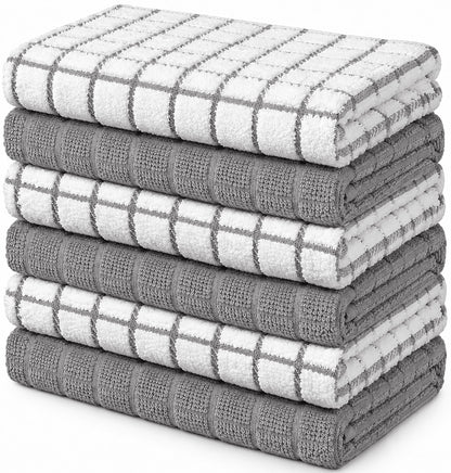 Bumble Dish Cloths (8-Pack), 100% Cotton Kitchen Towels, 12"x12" - Gray