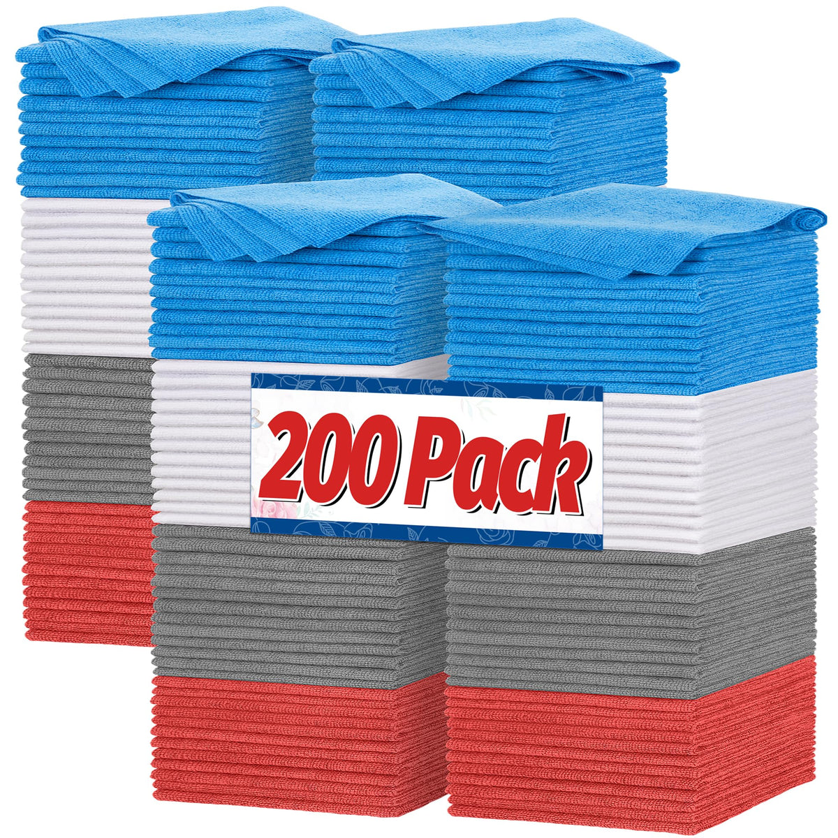 FIXSMITH Microfiber Cleaning Cloth, 100 Pack Shop Towels, Micro Fiber Cloth for Cleaning Car, All-Purpose Absorbent Cleaning Rags for Housekeeping, Dust Cloth for Office, Car Wash Towels, 12inx12in