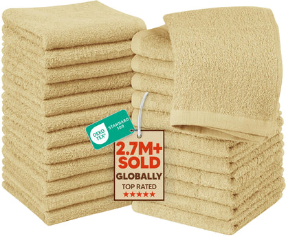 Utopia Towels 24 Pack Washcloths, 12x12 In, 100% Cotton, White