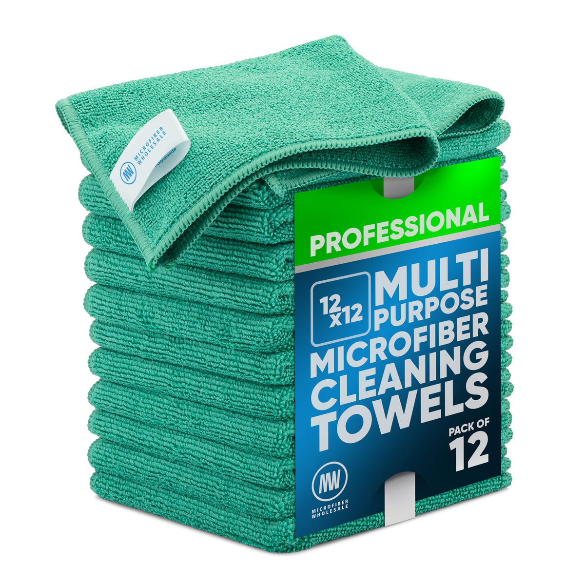MW PRO Premium Microfiber Cleaning Cloths (12 Pack, 12x12, Grey) - Streak Free Stainless Steel & Glass Towels - Ultra Soft Cleaning Cloths for Screens, Granite & Modern Home - Washable & Reusable