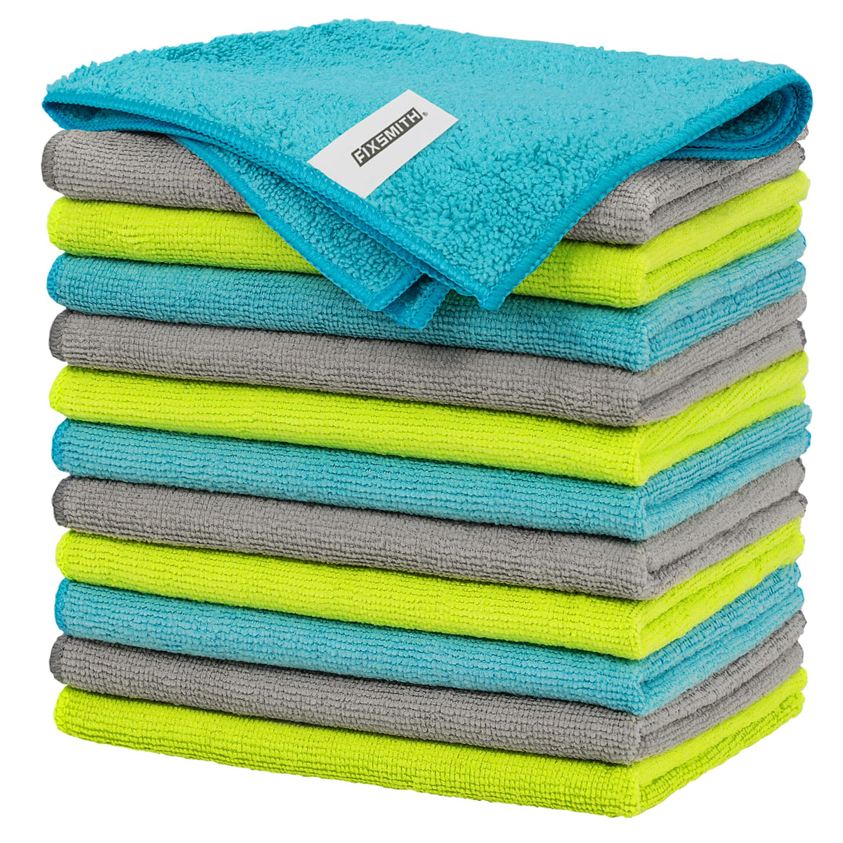 FIXSMITH Microfiber Cleaning Cloth - Pack of 8, Size: 12 x 16 in, Multi-Functional Cleaning Towels, Highly Absorbent Cleaning Rags, Lint-Free, Streak-Free Cleaning Cloths for Car Kitchen Home