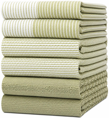 Premium Kitchen Towels 6 Pack 100% Cotton, 20"x28" Dish Towels - Grey