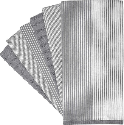 Premium Kitchen Towels 6 Pack 100% Cotton, 20"x28" Dish Towels - Grey
