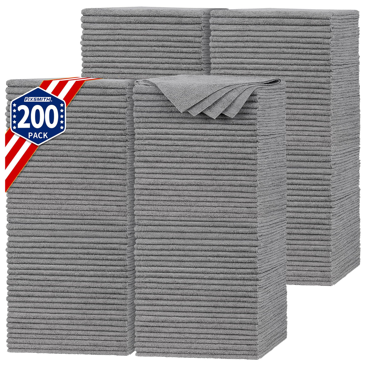 FIXSMITH Microfiber Cleaning Cloth, 100 Pack Shop Towels, Micro Fiber Cloth for Cleaning Car, All-Purpose Absorbent Cleaning Rags for Housekeeping, Dust Cloth for Office, Car Wash Towels, 12inx12in